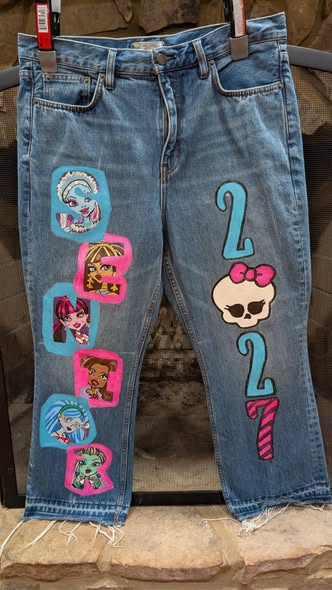 Custom hand-painted character jeans
